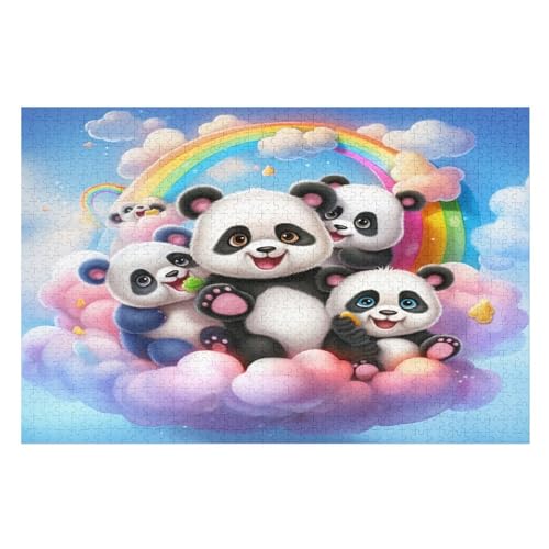 Puzzles Für Erwachsene, 1000 Teile, Panda, Kreative Holzpuzzles, Praktisches Spiel, Familiendekoration （75×50cm） von LTTTT