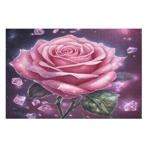 Puzzles Für Erwachsene, 1000 Teile, Rose, Kreative Holzpuzzles, Praktisches Spiel, Familiendekoration （75×50cm） von LTTTT