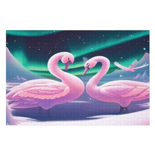 Puzzles Für Erwachsene, 1000 Teile, Schwan, Kreative Holzpuzzles, Praktisches Spiel, Familiendekoration （75×50cm） von LTTTT