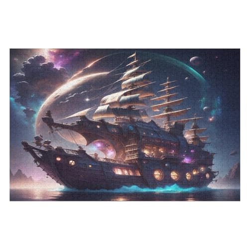 Puzzles Für Erwachsene, 1000 Teile, Segelboot, Kreative Holzpuzzles, Praktisches Spiel, Familiendekoration （75×50cm） von LTTTT
