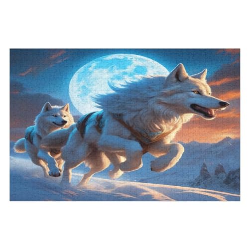 Puzzles Für Erwachsene, 1000 Teile, Wolf, Kreative Holzpuzzles, Praktisches Spiel, Familiendekoration （75×50cm） von LTTTT