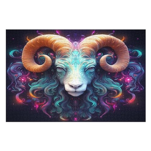 Puzzles Für Erwachsene, 1000 Teile, Ziege, Kreative Holzpuzzles, Praktisches Spiel, Familiendekoration （75×50cm） von LTTTT