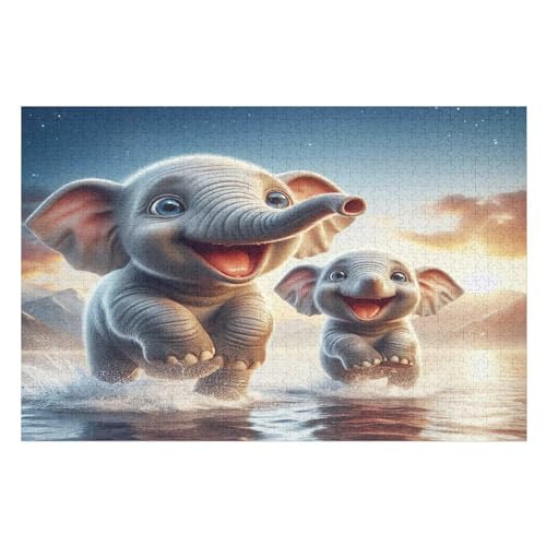 Puzzles Für Erwachsene, Elefant Puzzle, 1000 Teile, Kreatives, Geistiges Spielzeug, Kinder, Montagespiele （75×50cm） von LTTTT