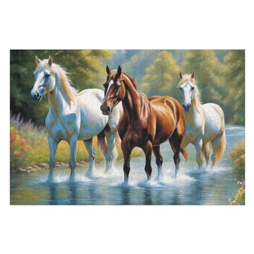 Puzzles Für Erwachsene, Horse Puzzle, 1000 Teile, Kreatives, Geistiges Spielzeug, Kinder, Montagespiele （75×50cm） von LTTTT