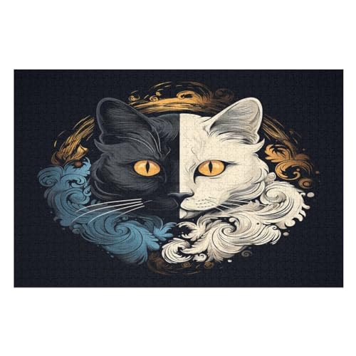 Puzzles Für Erwachsene, Katze Puzzle, 1000 Teile, Kreatives, Geistiges Spielzeug, Kinder, Montagespiele （75×50cm） von LTTTT