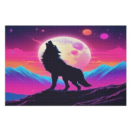 Puzzles Für Erwachsene, Wolf Puzzle, 1000 Teile, Kreatives, Geistiges Spielzeug, Kinder, Montagespiele （75×50cm） von LTTTT