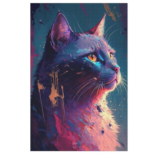 Puzzles Für Erwachsene Katze,1000-teilige Puzzle Für Kinder Ab 12 Jahren, Holzpuzzles Für Die Heimdekoration, 78×53cm von LTTTT