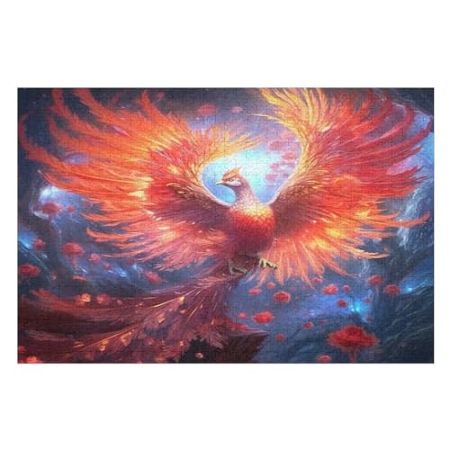 Puzzles Für Erwachsene Phönix,1000-teilige Puzzle Für Kinder Ab 12 Jahren, Holzpuzzles Für Die Heimdekoration, （75×50cm） von LTTTT