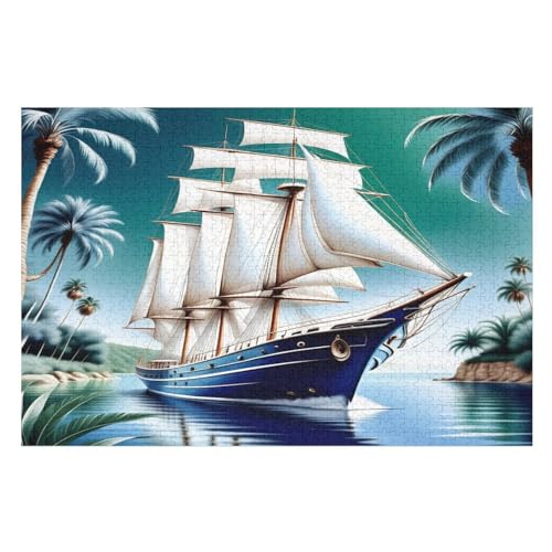 Puzzles Für Erwachsene Segelboot,1000-teilige Puzzle Für Kinder Ab 12 Jahren, Holzpuzzles Für Die Heimdekoration, （75×50cm） von LTTTT