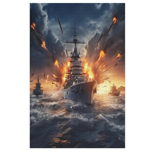 Puzzles Für Erwachsene Und Kinder, Kriegsschiff -Puzzle, 1000 Teile, Kreative Holzpuzzles,Für Erwaschsene, Geschenke 78×53cm von LTTTT