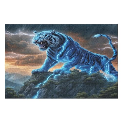 Puzzles Für Erwachsene Und Kinder, Tiger -Puzzle, 1000 Teile, Kreative Holzpuzzles, Geschenke （75×50cm） von LTTTT