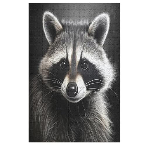 Puzzles Für Erwachsene Waschbär,1000-teilige Puzzle Für Kinder Ab 12 Jahren, Holzpuzzles Für Die Heimdekoration, 78×53cm von LTTTT