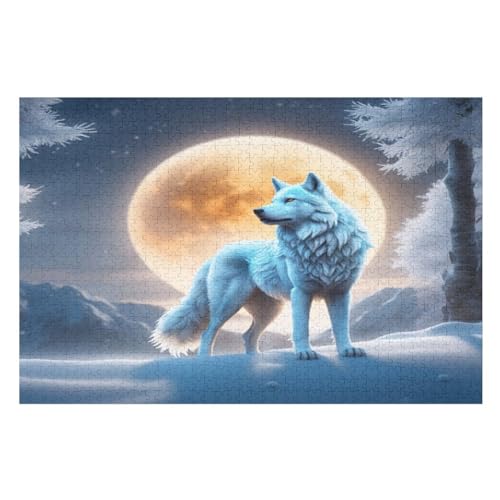 Puzzles Für Erwachsene Wolf,1000-teilige Puzzle Für Kinder Ab 12 Jahren, Holzpuzzles Für Die Heimdekoration, （75×50cm） von LTTTT