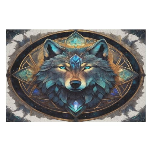 Puzzles Für Erwachsene Wolf,1000-teilige Puzzle Für Kinder Ab 12 Jahren, Holzpuzzles Für Die Heimdekoration, （75×50cm） von LTTTT