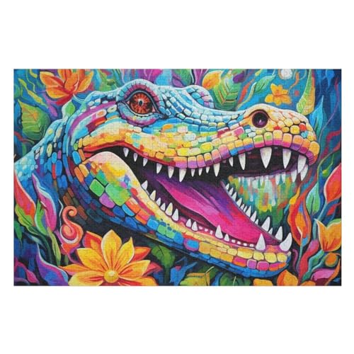 Puzzles Krokodil, 1000 Teile, Puzzle Aus Holz Für Erwachsene Und Kinder Ab 12 Jahren, Lernspielzeug （75×50cm） von LTTTT