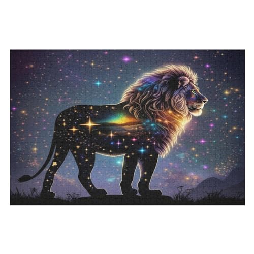 Puzzles Löwe, 1000-teiliges Holzpuzzle Für Erwachsene Und Kinder Ab 12 Jahren. Tolles Geschenk Für Erwachsene （75×50cm） von LTTTT