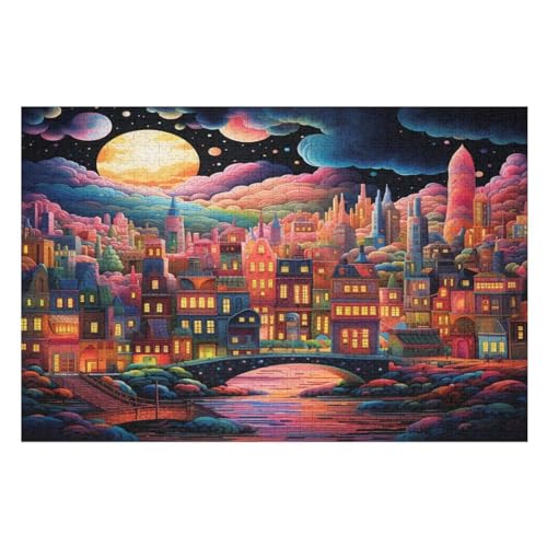Puzzles Mondstadt, 1000 Teile, Puzzle Aus Holz Für Erwachsene Und Kinder Ab 12 Jahren, Lernspielzeug （75×50cm） von LTTTT
