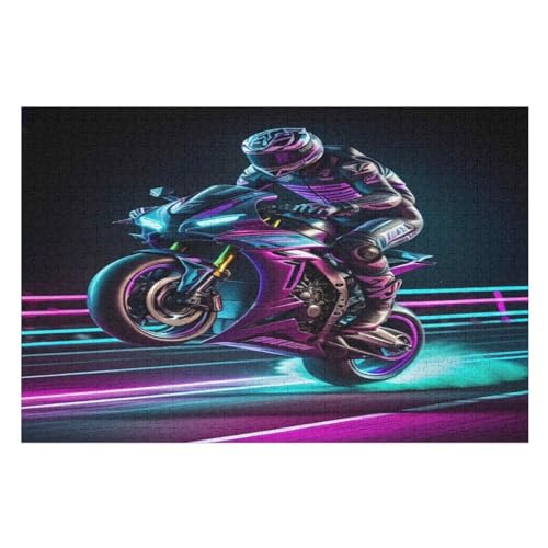 Puzzles Motorrad Racing, 1000 Teile, Puzzle Aus Holz Für Erwachsene Und Kinder Ab 12 Jahren, Lernspielzeug （75×50cm） von LTTTT