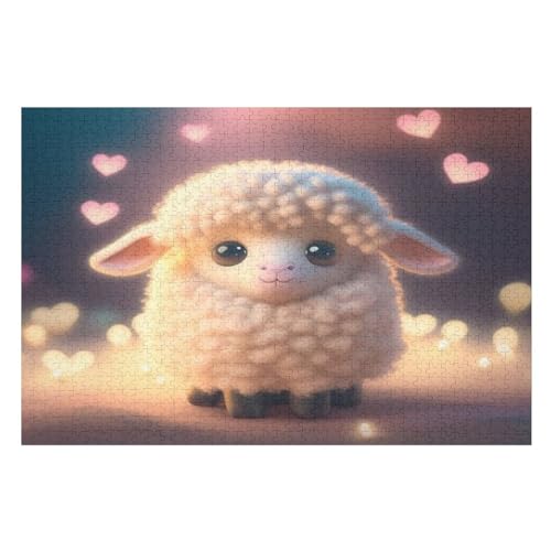 Puzzles Süßes Schaf, 1000 Teile, Puzzle Aus Holz Für Erwachsene Und Kinder Ab 12 Jahren, Lernspielzeug （75×50cm） von LTTTT