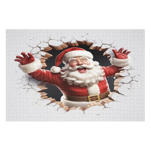 Puzzles Weihnachtsmann, 1000 Teile, Puzzle Aus Holz Für Erwachsene Und Kinder Ab 12 Jahren, Lernspielzeug （75×50cm） von LTTTT