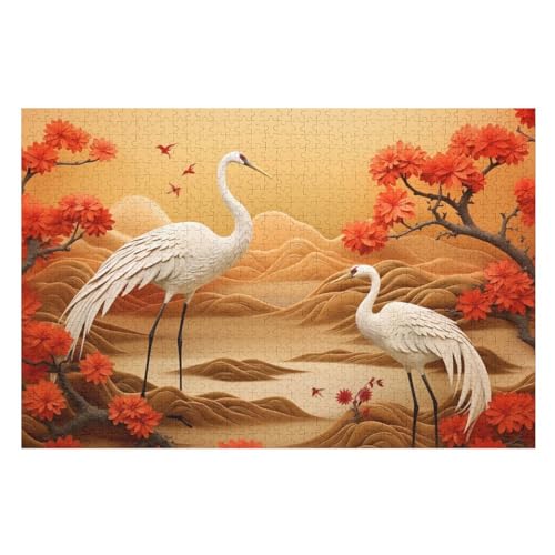 Puzzles Weißer Kran, 1000-teiliges Holzpuzzle Für Erwachsene Und Kinder Ab 12 Jahren. Tolles Geschenk Für Erwachsene （75×50cm） von LTTTT