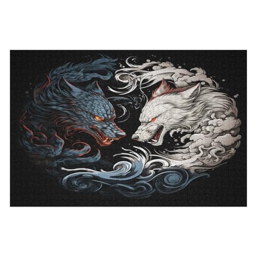 Puzzles Wolf, 1000 Teile, Puzzle Aus Holz Für Erwachsene Und Kinder Ab 12 Jahren, Lernspielzeug （75×50cm） von LTTTT