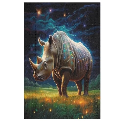 Rhinozeros Holzpuzzle 1000 Teile Klassische Puzzles Erwachsene Kinder Puzzle DIY Kit Holzspielzeug Einzigartiges Geschenk 78×53cm Rhinozeros Holzpuzzle 1000 Teile Klassische Puzzles Erwachsene Kinder Puzzle DIY Kit Holzspielzeug Einzigartiges Geschenk 78×53cm von LTTTT