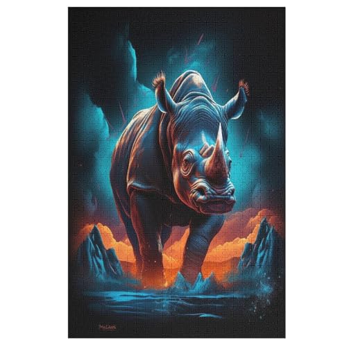 Rhinozeros Puzzle 1000 Teile, Holzpuzzle Für Erwachsene Kinder, Impossible Puzzles, Geschicklichkeitsspiel Für Die Ganze Familie 78×53cm Rhinozeros Puzzle 1000 Teile, Holzpuzzle Für Erwachsene Kinder, Impossible Puzzles, Geschicklichkeitsspiel Für Die Ganze Familie 78×53cm von LTTTT