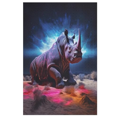 Rhinozeros Puzzles 1000 Teile Erwachsener Kniffel Spaß Für Die Ganze Familie, Holzpuzzle Kinder Erwachsene, Impossible Puzzle Schwer 78×53cm von LTTTT