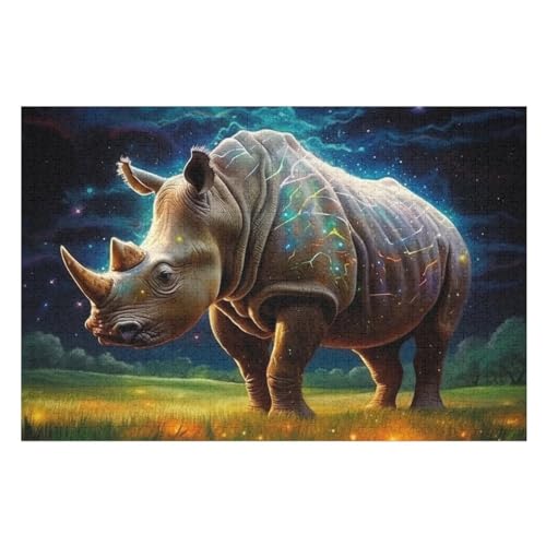 Rhinozerosceros-Puzzlespiel Aus Holz, 1000 Puzzleteile, Puzzle Für Teenager Und Erwachsene, Kreatives Spielzeug, Puzzles, （75×50cm） von LTTTT