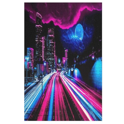Rosa-Blaue Stadt Holzpuzzle - Puzzle Für Erwachsene, 1000-teilige Puzzles Für Teenager Und Kinder, Herausfordernde Spiele 78×53cm Rosa-Blaue Stadt Holzpuzzle - Puzzle Für Erwachsene, 1000-teilige Puzzles Für Teenager Und Kinder, Herausfordernde Spiele 78×53cm von LTTTT