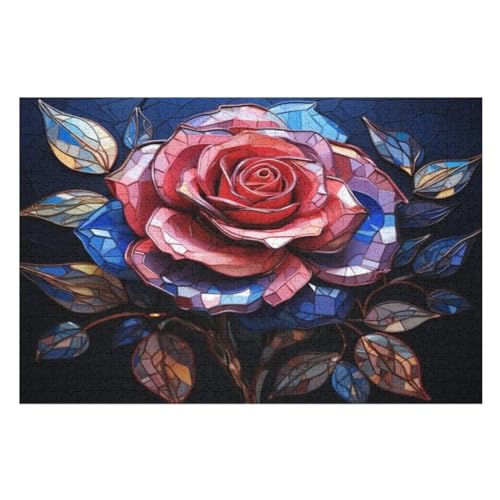 Rose Holzpuzzle - 1000 Teiliges Jigsaw Knobelspiel - Puzzle Für Erwachsene & Kinder - Outdoor & Reisespielzeug （75×50cm） von LTTTT
