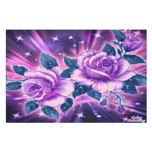 Rose-Puzzlespiel Aus Holz, 1000 Puzzleteile, Puzzle Für Teenager Und Erwachsene, Kreatives Spielzeug, Puzzles, （75×50cm） von LTTTT