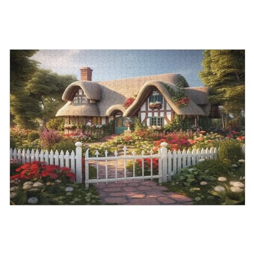 Rustikales Landhaus Puzzle 1000 Teile, Holzpuzzle Herausforderndes GesKükenlichkeitsspiel Für Die Ganze Familie, Kinder Erwachsenenpuzzle Ab 12 Jahren （75×50cm） von LTTTT