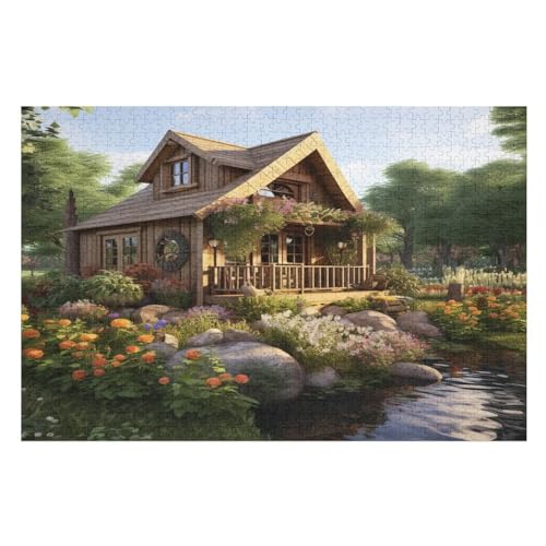 Rustikales Landhaus Puzzles 1000 Teile Erwachsener Kniffel Spaß Für Die Ganze Familie, Holzpuzzle Kinder Erwachsene, Impossible Puzzle Schwer （75×50cm） von LTTTT