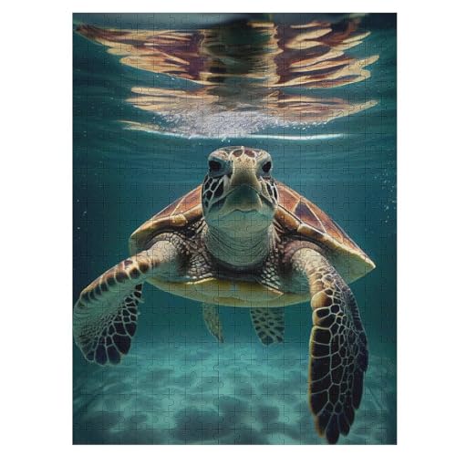 Schildkröte 500 Teile Premium-Puzzles Für Erwachsene Kinder- Holzpuzzles Spaß Und Lernspiele - Perfekte Puzzle-Geschenke 55×41cm von LTTTT