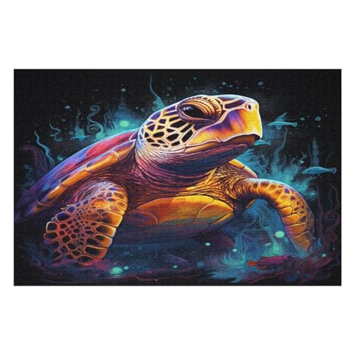 Schildkröte-Puzzlespiel Aus Holz, 1000 Puzzleteile, Puzzle Für Teenager Und Erwachsene, Kreatives Spielzeug, Puzzles, （75×50cm） von LTTTT