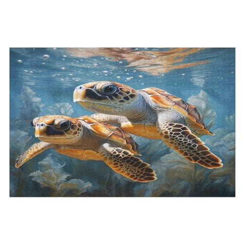 Schildkröte-Puzzlespiel Aus Holz, 1000 Puzzleteile, Puzzle Für Teenager Und Erwachsene, Kreatives Spielzeug, Puzzles, （75×50cm） von LTTTT