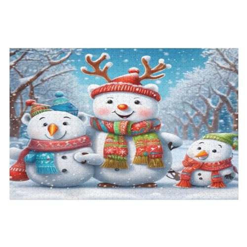 Schneemann 1000 Teile Puzzles Für Erwachsene Holzpuzzle Familienpuzzlespiel Stressabbau-Puzzle Für Kinder Ab 12 Jahren （75×50cm） von LTTTT