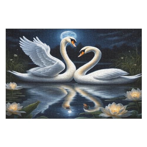 Schwan Holzpuzzle 1000 Teile, Knobelspiele Für Erwachsene, Teenager, Puzzles Unmögliche - Kinder Puzzle Zimmer Deko （75×50cm） von LTTTT