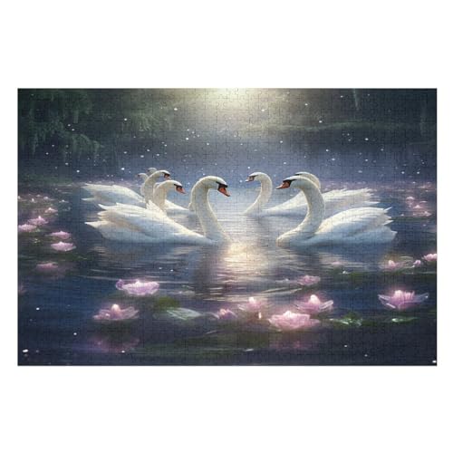 Schwan Holzpuzzle 1000 Teile Klassische Puzzles Erwachsene Kinder Puzzle DIY Kit Holzspielzeug Einzigartiges Geschenk （75×50cm） von LTTTT