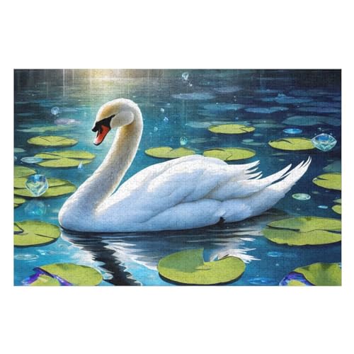 Schwan Holzpuzzle - 1000 Teiliges Jigsaw Knobelspiel - Puzzle Für Erwachsene & Kinder - Outdoor & Reisespielzeug （75×50cm） von LTTTT