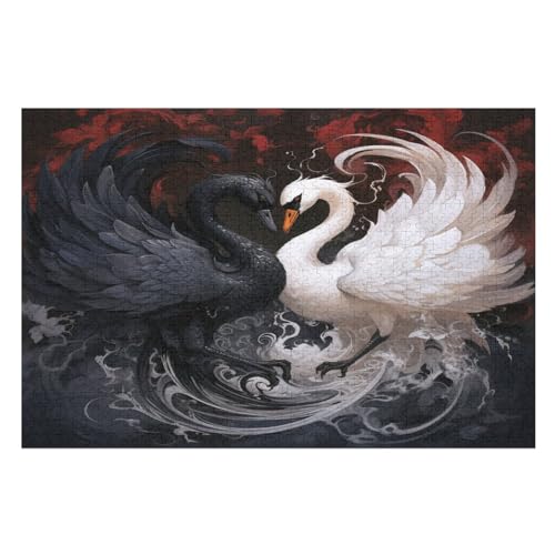 Schwan -Puzzle, 1000 Teile,Holzpuzzle Für Erwachsene Kinder, Lustiges Spielzeug, Denkspiel, Bildungsspiel, （75×50cm） von LTTTT