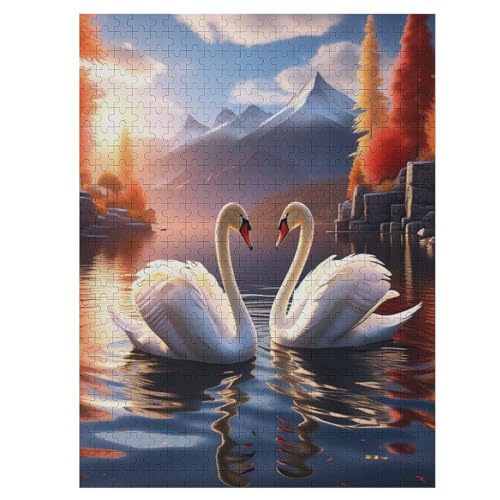 Schwan Puzzle Für Erwachsene,500-teiliges Puzzles, Für Erwachsene Und Kinder,Holzpuzzle,Lernspielzeug, 55×41cm von LTTTT