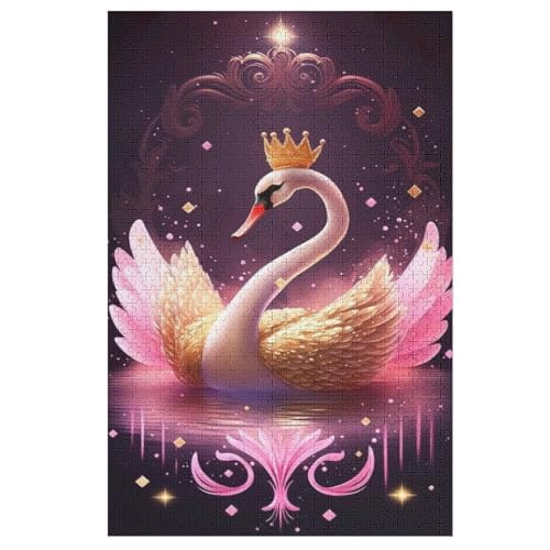 Schwan Puzzle Für Erwachsene 1000 Teile Premium Recyceltes Brett Zum Lernen, Lernspielzeug, Familienspiele Kinder Holzpuzzle 78×53cm von LTTTT