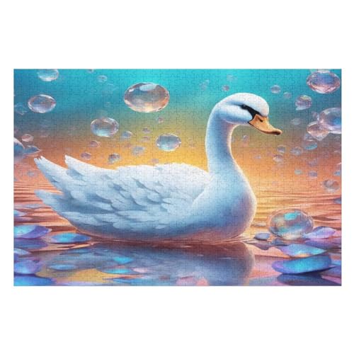 Schwan-Puzzlespiel Aus Holz, 1000 Puzzleteile, Puzzle Für Teenager Und Erwachsene, Kreatives Spielzeug, Puzzles, （75×50cm） von LTTTT