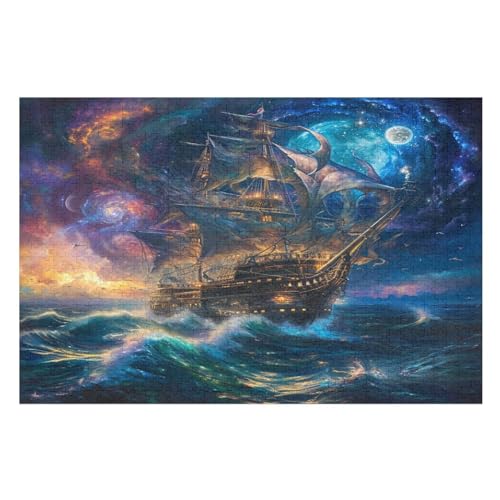 Segelschiff Puzzles 1000 Teile Erwachsener Kniffel Spaß Für Die Ganze Familie, Holzpuzzle Kinder Erwachsene, Impossible Puzzle Schwer （75×50cm） von LTTTT