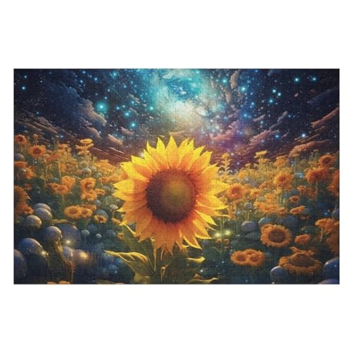Sonnenblume Stern Puzzle Für Erwachsene,1000-teiliges Puzzles, Für Kinder,Holzpuzzle,Lernspielzeug, （75×50cm） von LTTTT