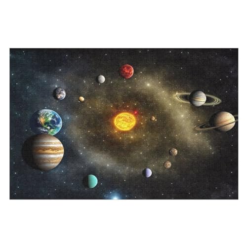 Sonnensystem Puzzles 1000 Teile Erwachsener Kniffel Spaß Für Die Ganze Familie, Holzpuzzle Kinder Erwachsene, Impossible Puzzle Schwer （75×50cm） von LTTTT
