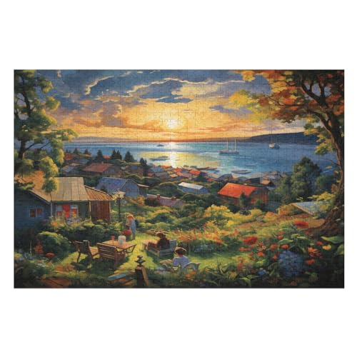 Sonneset Over The Harbour Puzzles 1000 Teile Erwachsener Kniffel Spaß Für Die Ganze Familie, Holzpuzzle Kinder Erwachsene, Impossible Puzzle Schwer （75×50cm） von LTTTT